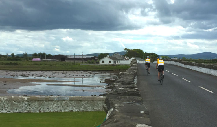 Malin to Mizen cyclists crossing bridge