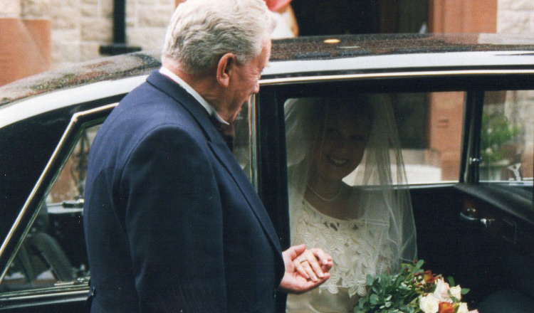 Ruth with her dad on her wedding day
