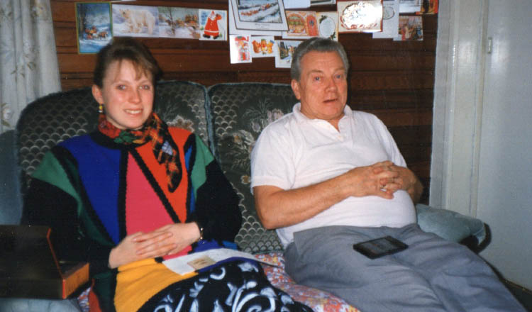 Ruth and her dad at Christmas 1996