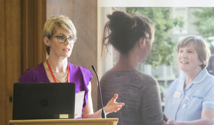 Joan McEwan, Head of Policy and Public Affairs at Marie Curie Northern Ireland speaking at Hiding who I am: The reality of end of life care for LGBT people, an event held at Stormont with Marie Curie Northern Ireland in September 2017