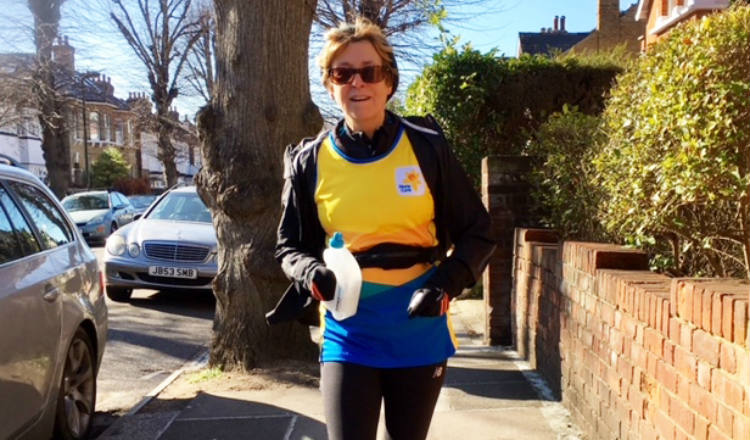 Marie Curie CEO Jane Collins on a training run for the London Marathon