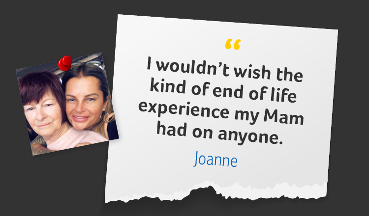 an illustration of a hand passing a yellow mug of tea to another pair of hands