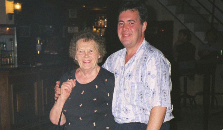 Peter Gilbert with his mum