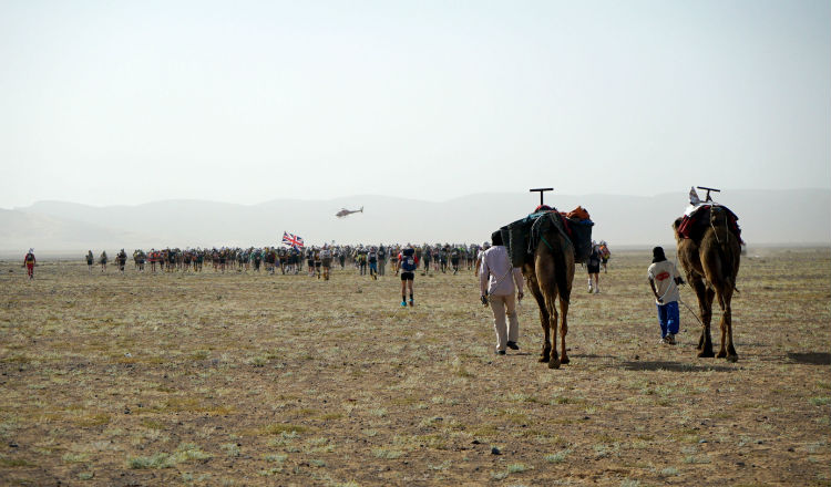 Day three on the start line the camels bringing up the rear