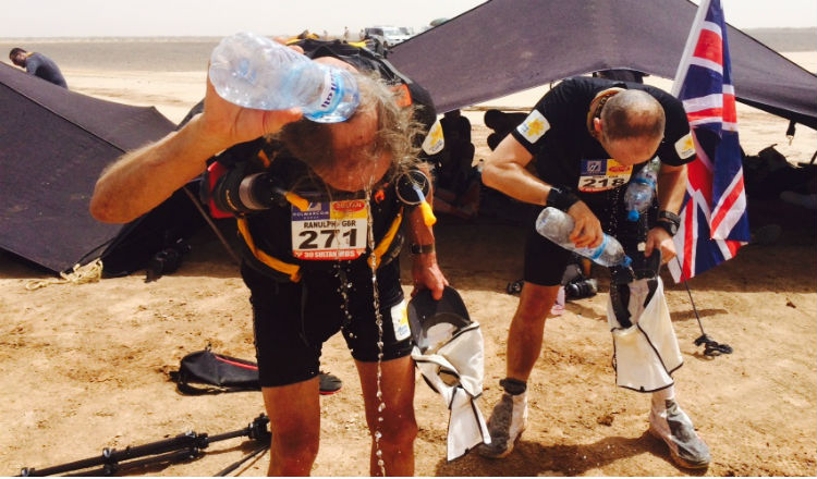 Sir Ranulph Fiennes and Rory Coleman at checkpoint one day three from the MDS