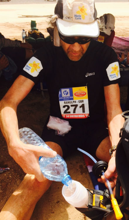 Sir Ranulph Fiennes and Rory Coleman at checkpoint one day three from the MDS