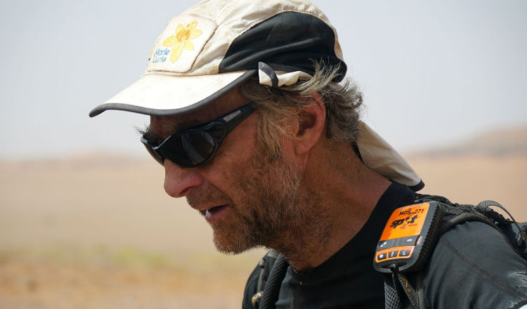 SIr Ranulph Fiennes crossing the Sahara in the Marathon des Sables