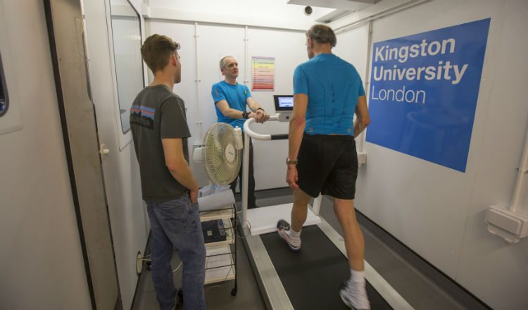 Ranulph Fiennes getting started in the heat chamber