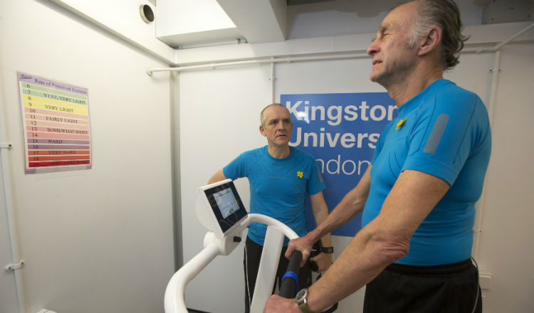 Sir Ranulph Fiennes and Rory Coleman in the heat chamber