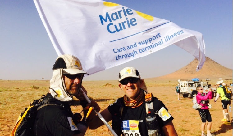 Sir Ranulph Fiennes preparing to leave for day four the long day of Marathon des Sables
