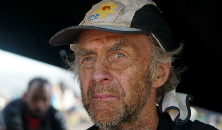 Sir Ranulph Fiennes resting for ten minutes at camp 4 just before sunset
