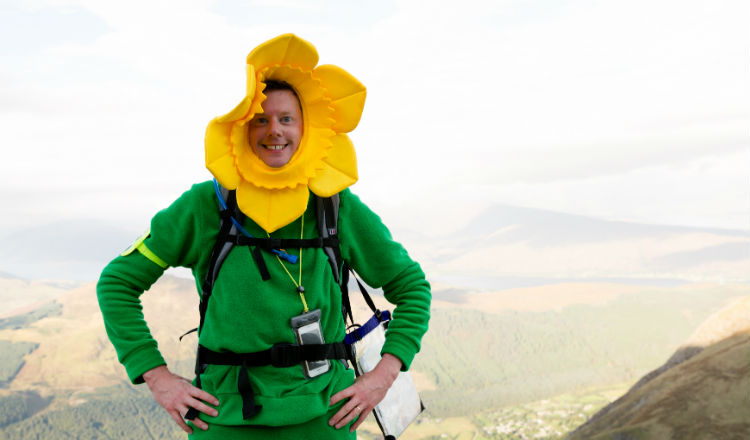 Man wearing daffodil hat